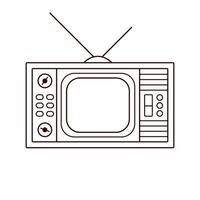 vintage televisão pop dentro linha arte estilo. velho tubo televisão. ilustração isolado em uma branco fundo. vetor