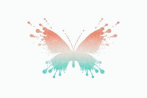 colorida ícone do vermelho-turquesa borboleta vetor