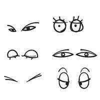 mão desenhada vários vetor de ilustração de olhos de personagem