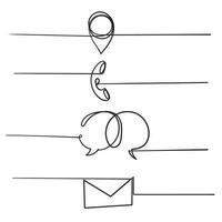 mão desenhada entre em contato conosco símbolos para vetor de doodle de ícone de rede de mídia social