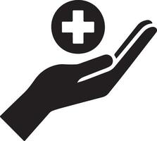 público saúde computador ícones, saúde, mão, logotipo, silhueta vetor