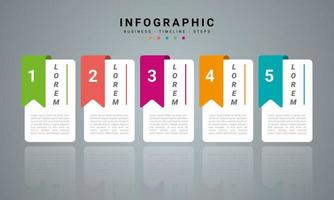 modelo de infográfico de negócios de conceito com 5 etapas sucessivas. seis elementos gráficos coloridos. design de linha do tempo para brochura, apresentação. layout de design de infográfico vetor