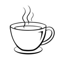caneca copo com quente beber café ou chá, esboço desenhando dentro rabisco estilo, isolado em branco fundo. vetor