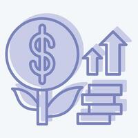 ícone dinheiro crescimento. relacionado para finança e imposto símbolo. dois tom estilo. simples Projeto ilustração vetor