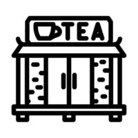 chá casa rua cafeteria linha ícone ilustração vetor