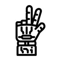 vitória robô mão gesto linha ícone ilustração vetor