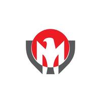 carta m logotipo Projeto com a Águia silhueta vetor