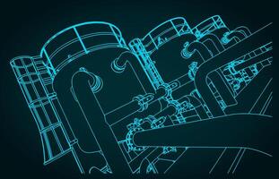 tanques dentro químico Produção fechar acima vetor