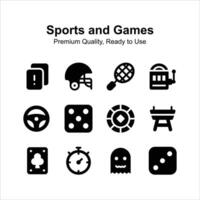 bem projetado Esportes e jogos ícones definir, isolado em branco fundo vetor