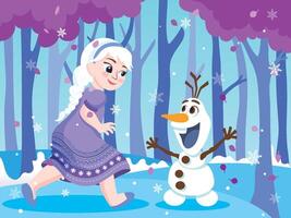 elsa jogando com olaf vetor