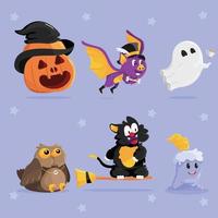 coleção de personagens de criaturas de halloween vetor