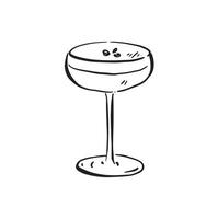uma linha desenhado esboço do a espresso martini dentro Preto e branco vetor