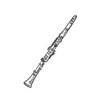 uma linha desenhado ilustração do uma clarinete dentro Preto e branco vetor