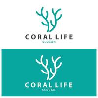 algas marinhas logotipo coral logotipo simples folha logotipo embaixo da agua plantar Projeto vetor