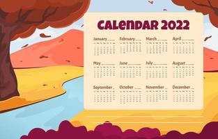 calendário de cenário natural 2022 vetor