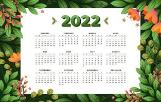 modelo de calendário 2022 com fundo floral