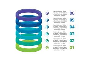 3d infográfico pirâmide, ou comparação gráfico com 6 colorida levitando camadas. a conceito do níveis ou estágios do uma o negócio projeto. realista infográfico Projeto modelo. vetor