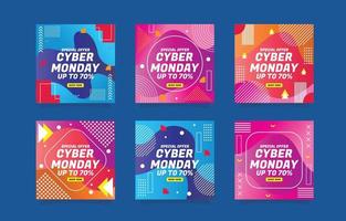 cyber segunda-feira oferta especial coleção de postagens em redes sociais vetor