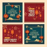 postagens de mídia social do ano novo chinês de 2022 vetor