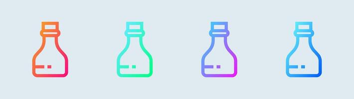 garrafa linha ícone dentro gradiente cores. água beber sinais ilustração. vetor