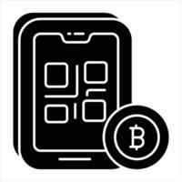 bitcoin qr glifo ícone vetor