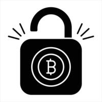 inseguro bitcoin glifo ícone vetor