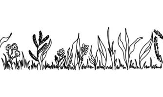 campo flores mão desenhado rabisco estilo. ilustração isolado em branco. coloração página. vetor