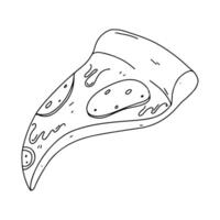 fatia do pizza. mão desenhado rabisco estilo. ilustração isolado em branco. coloração página. vetor