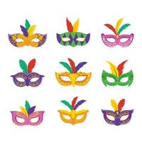 conjunto de ícones de máscara de carnaval vetor