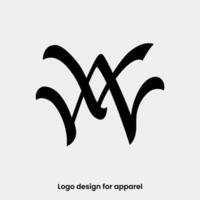 monograma carta vw logotipo Projeto. carta vw logotipo para vestuário marcas. wv ou vw logotipo Projeto para vestuário marca. v e W logotipo Projeto modelo. vetor