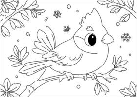 mão desenhado pássaros em uma ramo coloração página, fofa pássaro linha arte adobe ilustrador obra de arte vetor