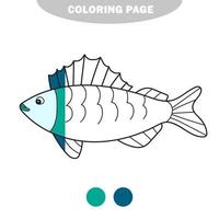 página para colorir simples. livro para colorir com ruff. peixe branco vetor da sibéria