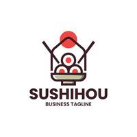 Sushi casa logotipo Projeto vetor