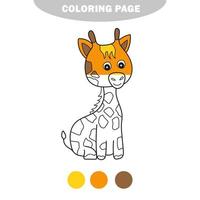 página para colorir simples. esboço clip-art para colorir - girafa vetor