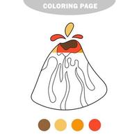 página para colorir simples. livro de colorir para crianças simples - vulcão. vetor