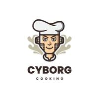 cyborg chefe de cozinha mascote logotipo Projeto vetor