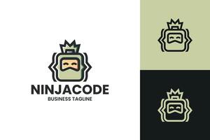 ninja código logotipo Projeto vetor