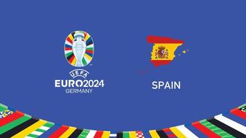 euro 2024 Espanha emblema mapa equipes Projeto com oficial símbolo logotipo abstrato países europeu futebol ilustração vetor