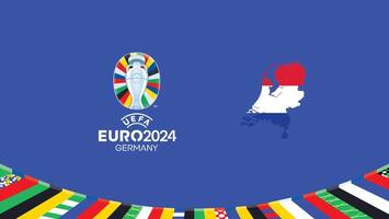 euro 2024 Países Baixos bandeira mapa equipes Projeto com oficial símbolo logotipo abstrato países europeu futebol ilustração vetor