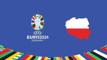 euro 2024 Polônia emblema mapa equipes Projeto com oficial símbolo logotipo abstrato países europeu futebol ilustração vetor