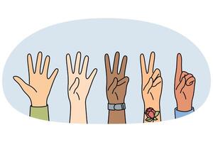 diverso pessoas mãos mostrando gestos vetor