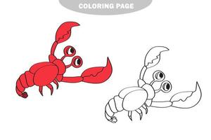 página para colorir simples. ilustração vetorial de câncer de camarão de desenho animado vetor