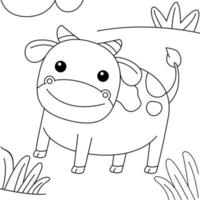 desenho de vaca para colorir para crianças vetor