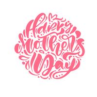 Texto de caligrafia vector rosa feliz dia das mães.