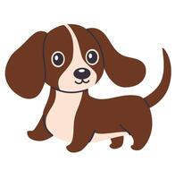 plano ilustração dentro crianças estilo. fofa dachshund em branco fundo vetor