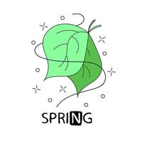 cartaz de tipografia verde doodle com folha. cartão bonito dos desenhos animados com tema natural vetor
