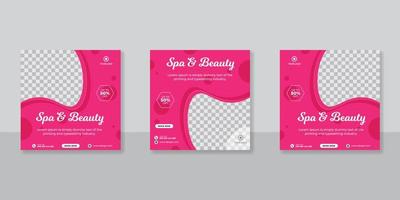 postagem de mídia social de promoção de beleza e spa vetor