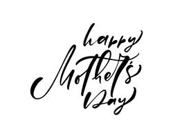 Feliz dia das mães, lettering texto de caligrafia preta vector. vetor