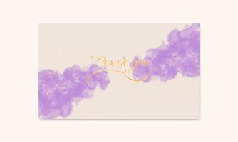 aquarela abstrata escova roxa cartão de agradecimento vetor grátis