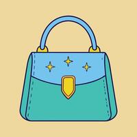 senhora lindo Bolsa ou saco ilustração. beleza moda objetos ícone conceito. Novo chegada mulheres tarde evento Bolsa Projeto. vetor